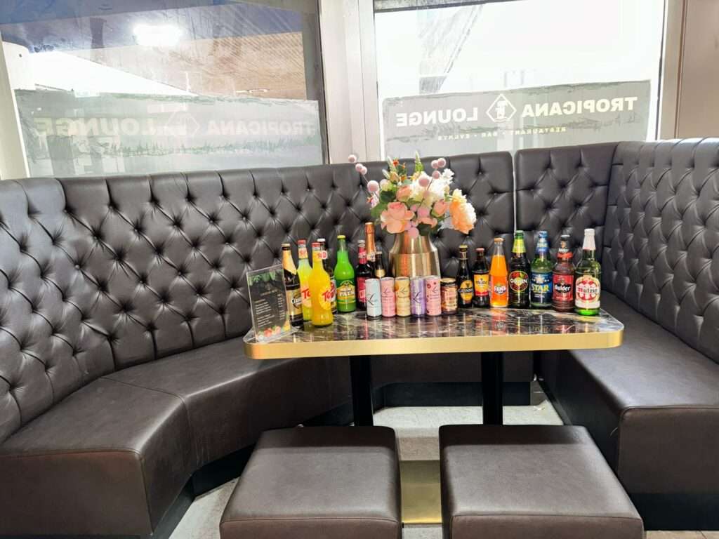 Experience the vibrant atmosphere of Tropicana Lounge in Amsterdam, an African-inspired restaurant and bar offering a selection of flavorful grilled dishes, tropical cocktails, and a cozy lounge area perfect for dining, relaxation, and events.
